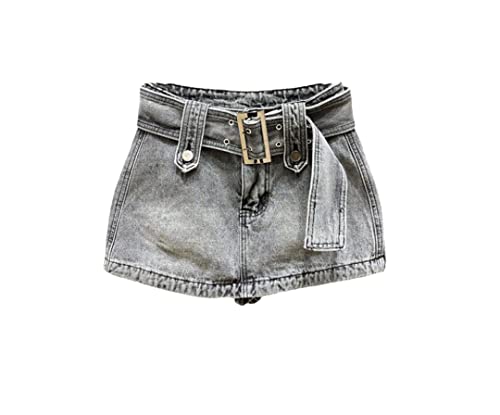 Mini jupe courte en jean taille haute femme gris denim taille 44