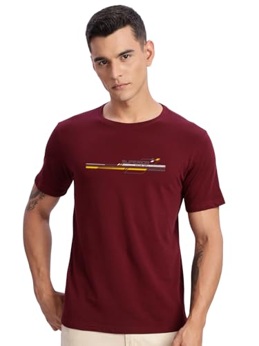 ADRO Camisetas estampadas para hombre, 100 % algodón, ajuste regular, estampadas, para hombre, rojo (Maroon), 6XL