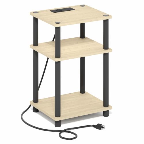 Furinno Just 3-Tier Charging Station Side Table, End Table, Natural Oak by Furinno - Used condition - Image 6