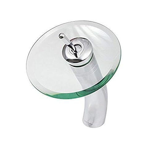 Dyconn Faucet WF1H10-CHR Whitewater Glass Head Waterfall Bathroom/Vessel Faucet, 11.5", Polished Chrome Cover