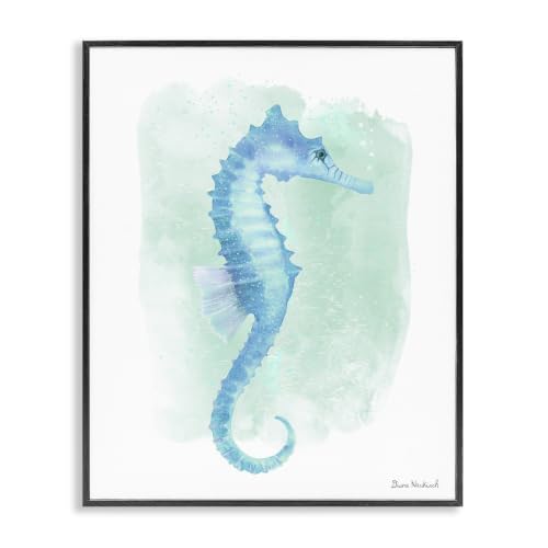 Blue Seahorse Ocean Life Painting, 24 x 30 Inch Framed Giclée Print