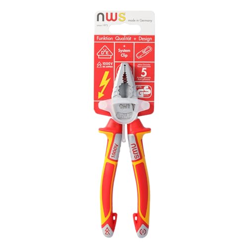 NWS 109-49-VDE-180-SB VDE Number 109-49 CombiMax Combination Pliers, Silver/Red/Yellow, 180 mm