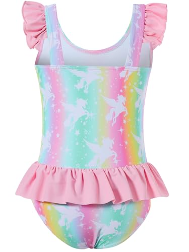 Image of Vieille Toddler Little Girls One Piece Swimsuits Ruffles Bathing Suits Mermaid Dinosaur Swimwear 2-7T