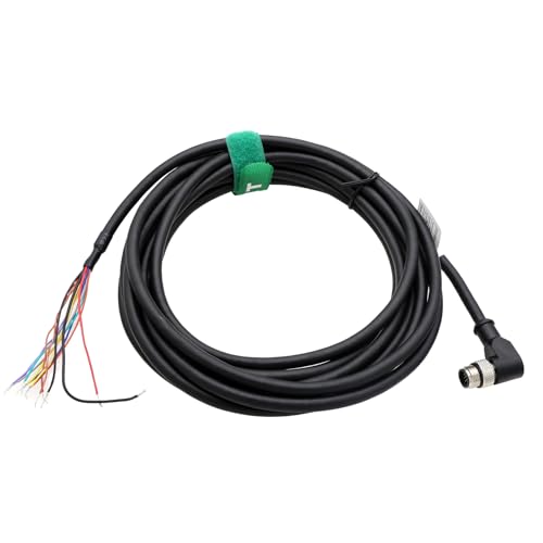 HangTon GPIO Cable M12 A-Coded 12 Pole Male Angled to Open End for Zebra FXR90 KATHREIN RRU ARU RFID Code Reader, Machine Vision Encoder Actuator Sensor Automation 5m
