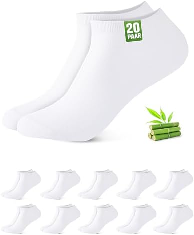 Effeet Bambus Sneaker Socken Herren Damen 10/20 Paar – Sneakersocken | 80% Bambusviskose, Atmungsaktiv, Antibakteriell, OEKO-TEX 100, elastischer Bund, Geruchshemmend, Langlebig, F
