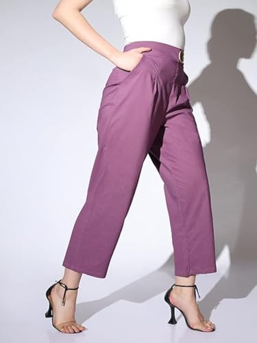 Image of DHRUVI TRENDZ Trousers for Women | Women Relaxed Fit Trousers | Women's High-Waisted Pant | Women Trousers Pants | Korean Trousers for Women