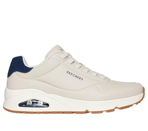Skechers Men's Uno Tailored Air Sneaker, Natural Duraleather/Blue Suede, 10 UK