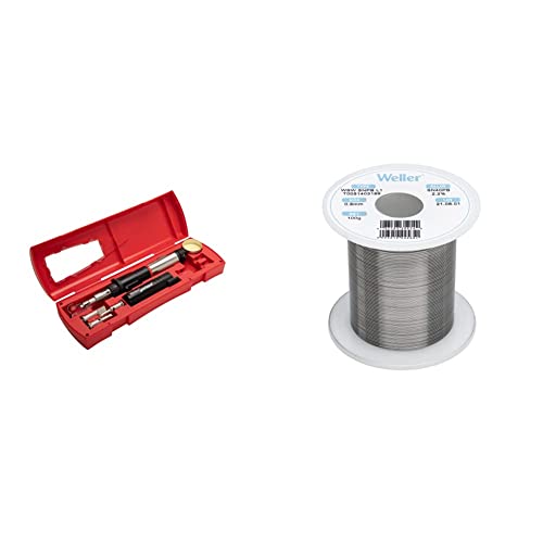Weller PSI100K Super-Pro Self-Igniting Cordless Butane Soldering Iron Kit with Weller Solder Wire, Dia: 0.8 mm / 0.039 in, Wt: 100 g / 3.527 oz, Alloy Sn60Pb40, Flux content 2.2%
