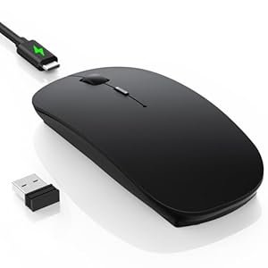 TECKNET Ratón inalámbrico Bluetooth para laptop, mouse silencioso recargable, 3 dispositivos simultáneos (receptor USB Bluetooth 5.2/3.0 y 2.4G), 6 DPI ajustables para iPad, MacBook, computadora de