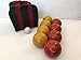 BuyBocceBalls Listing - Made in USA, Premium Quality Engraved Tournament Bocce Set - 110mm Gold and Rustic Orange Balls, Nylon Bag, 998 Grams (2 lbs. 3.2 oz.). Various Bag Colors