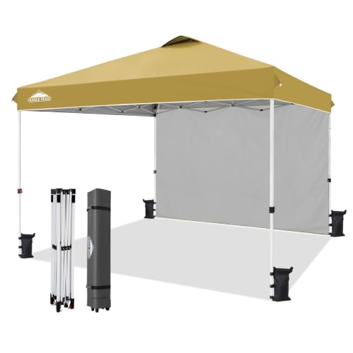 EAGLE PEAK 12x12 Pop Up Canopy Tent with 1 Sidewall, Beige