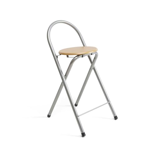 thesecrethome.es - Pack de 1, 2 o 4 Taburetes Plegables con Respaldo - Sillas Plegables de Metal y Madera - Ideales para Cocina, Terraza o Jardín - Alto. 80 cm x Largo 40 cm (1 Unidad)