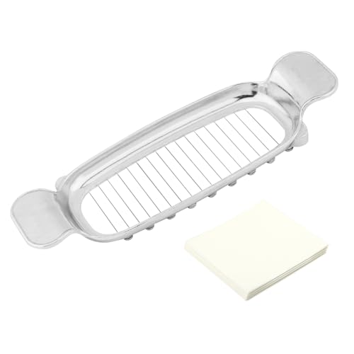HKZTUY Butter Slicer Cutter for Single Stick Butter, 17-Wire Portion Slicer, Zinc Aluminum Alloy Body with 304 Stainless Steel Wires, Includes 50 Baking Paper Sheets, Silver