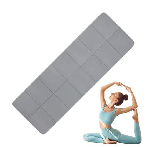 Esterilla de yoga de fitness – Almohadilla de fitness verde gris, alfombrilla de entrenamiento de apoyo suave, diseño plegable que ahorra espacio, base de entrenamiento flexible, práctica de gimnasio