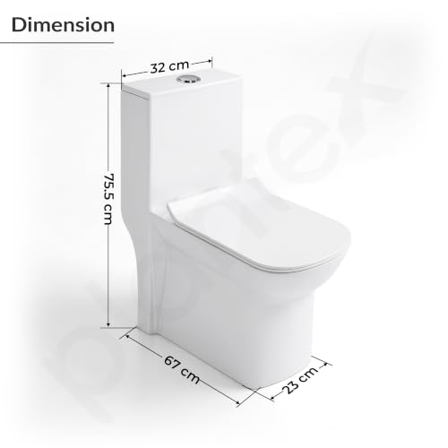 Image of Plantex Ceramic Single Suite Commode /Western Toilet /Water Closet /Commode with Soft Closing Toilet Seat - S Trap (Iris, White)