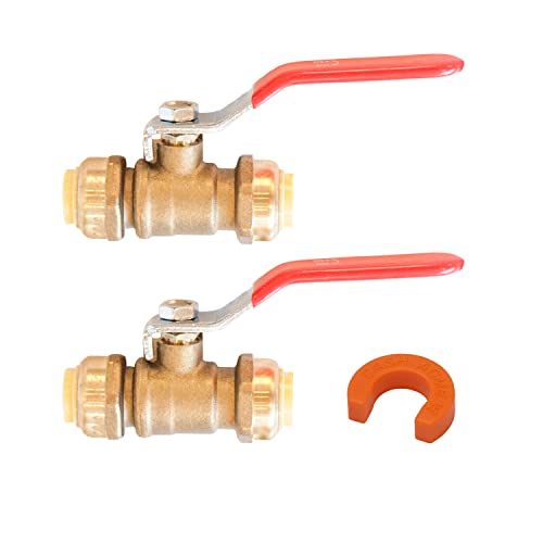 3/4 Ball Valves 22185-0000Lf With Disconnect Clip - Push To Connect Fitting - Brass Ball Valve Plumbing Fittings - Shut Off Valves For Water - Easy To Install (Pack Of 2) #TOP24