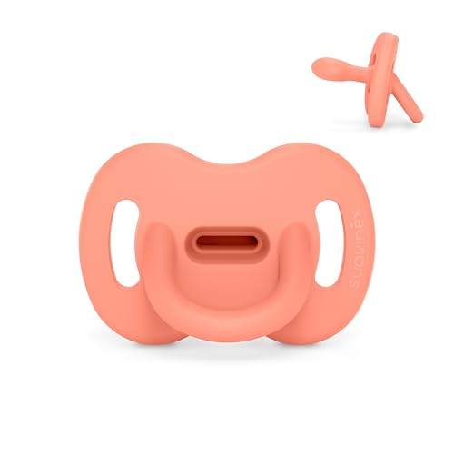 Suavinex, Ciuccio Tutto in Silicone, per Bambini 6/18 Mesi e Neonati, Ciuccio con Tettarella Fisiologica Sx Pro, Super Morbido e Flessibile, Ideale per Dormire, Color Essence, Pesca