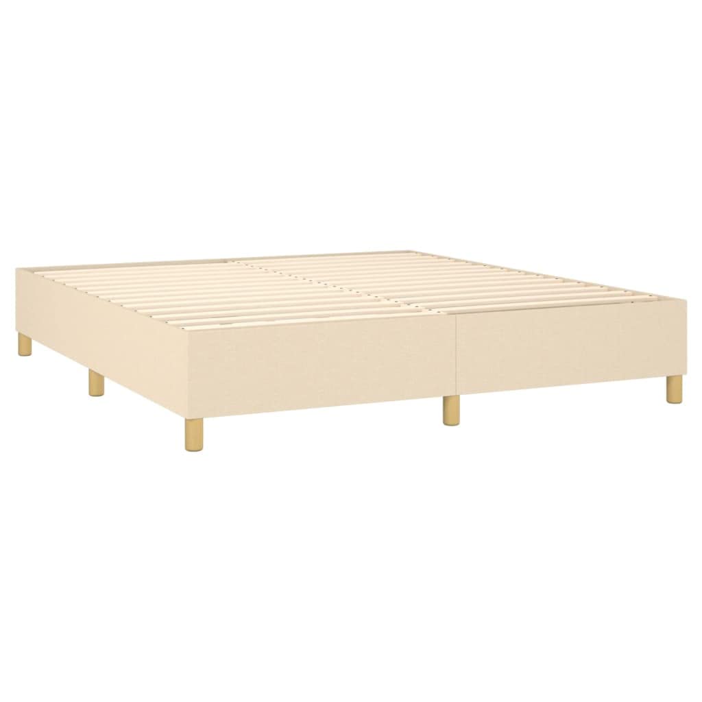 Tkanina Regulowany Zagłówek Kontynentalne 180x200cm Kremowy | Łóżko kontynentalne z materacem kieszeniowym 180x200 cm kremowe tkanina z regulowanym zagłówkiem