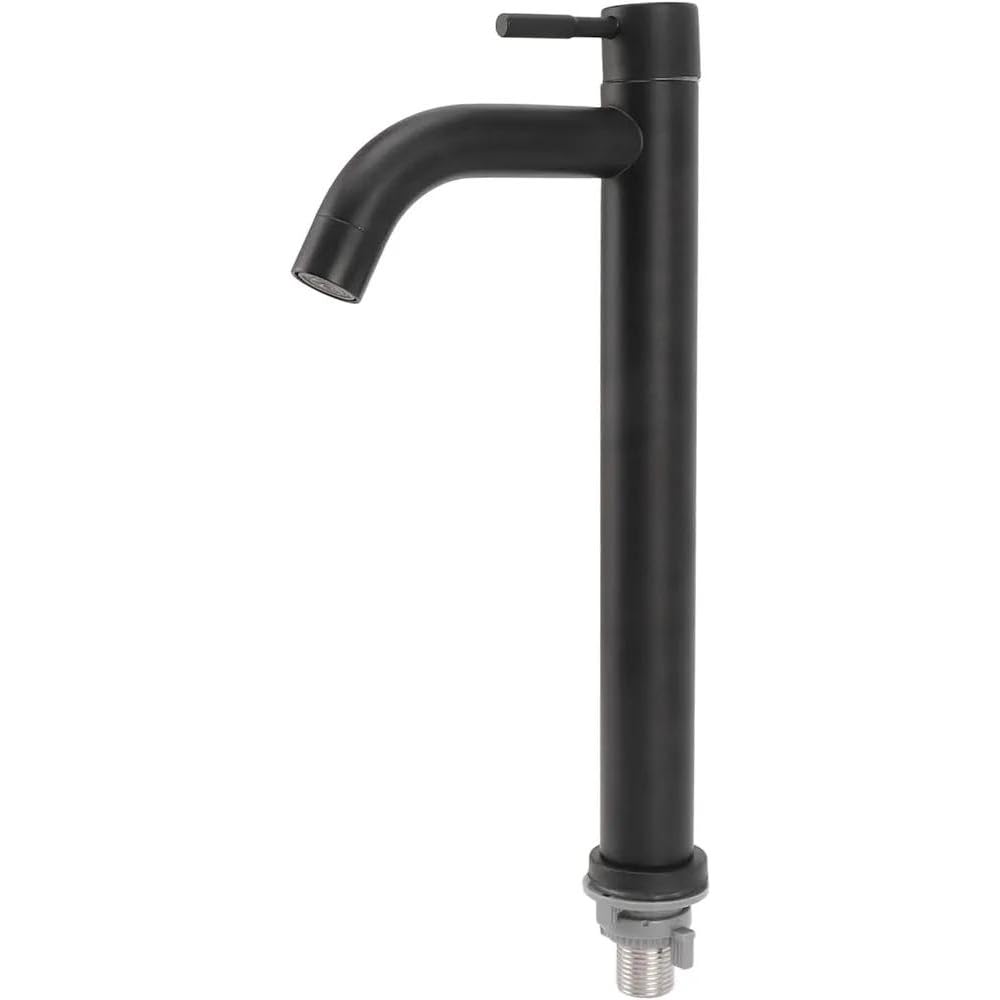 Unison CORORATION Stainless Steel Tall Height tap for Table top Basin-Round Shape-Floor Mount-Cold Faucet-Pack of 1. (Black)