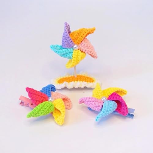 Pinza de cabello tejida a crochet colorida miniatura 4