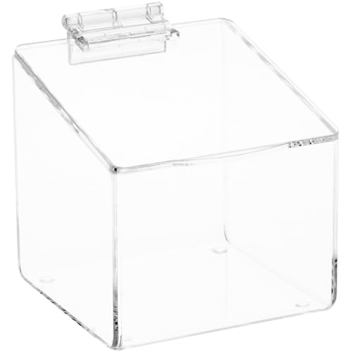 Plymor Clear Acrylic Display Case Box with Angled Top & Hinged Lid, 4