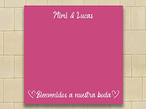 Oedim Alfombra Personalizada Rosa Bienvenidos a Nuestra Boda para Bodas PVC | 100 x 100 cm | Suelo Vinílico | Decoracion Bodas | Suelo de Protección