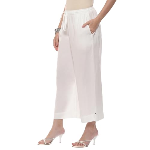 Image of BIBA Women Rayon Regular Solid Pants