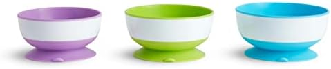 Munchkin Stay Put Suction Bowls for Babies and Toddlers, 3 Pack, Blue/Green/Purple