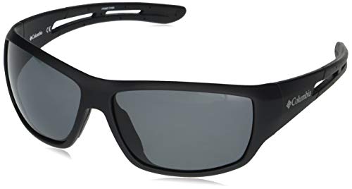 Columbia Men's Utilizer Wrap Sunglasses, Matte Black/Smoke Polarized, 62 mm