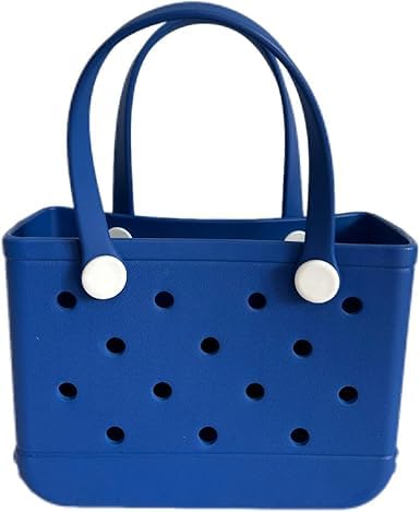 3 Sizes Waterproof Rubber Beach Tote Bag - Large/Medium/Small Waterproof, Sandproof, Washable, Lightweight Travel & Outdoor (Dark Blue, Small)