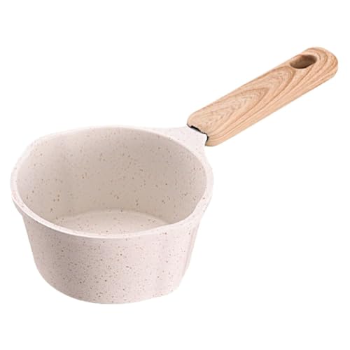 DECHOUS Small Milk Saucepan Non Stick: 12cm 250ml Coating Sauce Pan Small Milk Pan Fry Pot with Wooden Handle - for Kitchen, Induction, Gas & Electric Hobs