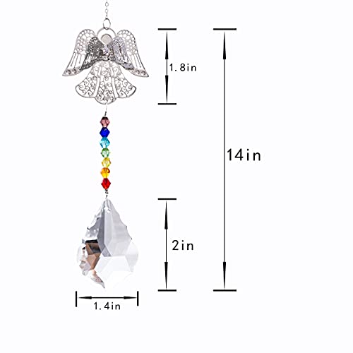 Angel Sun Catchers Crystal Ball Indoor Window Hanging Prism Decor Stainless Steel Suncatcher Ornament Rainbow Maker Garden Decorations Pendants Car Mirror Hanging Accessories Gifts For Kid Sisters Mom #TOP1