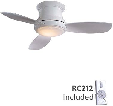 Minka-Aire F519-WH, Concept II, 52 Flush Mount Ceiling Fan with Light & Remote Control, White