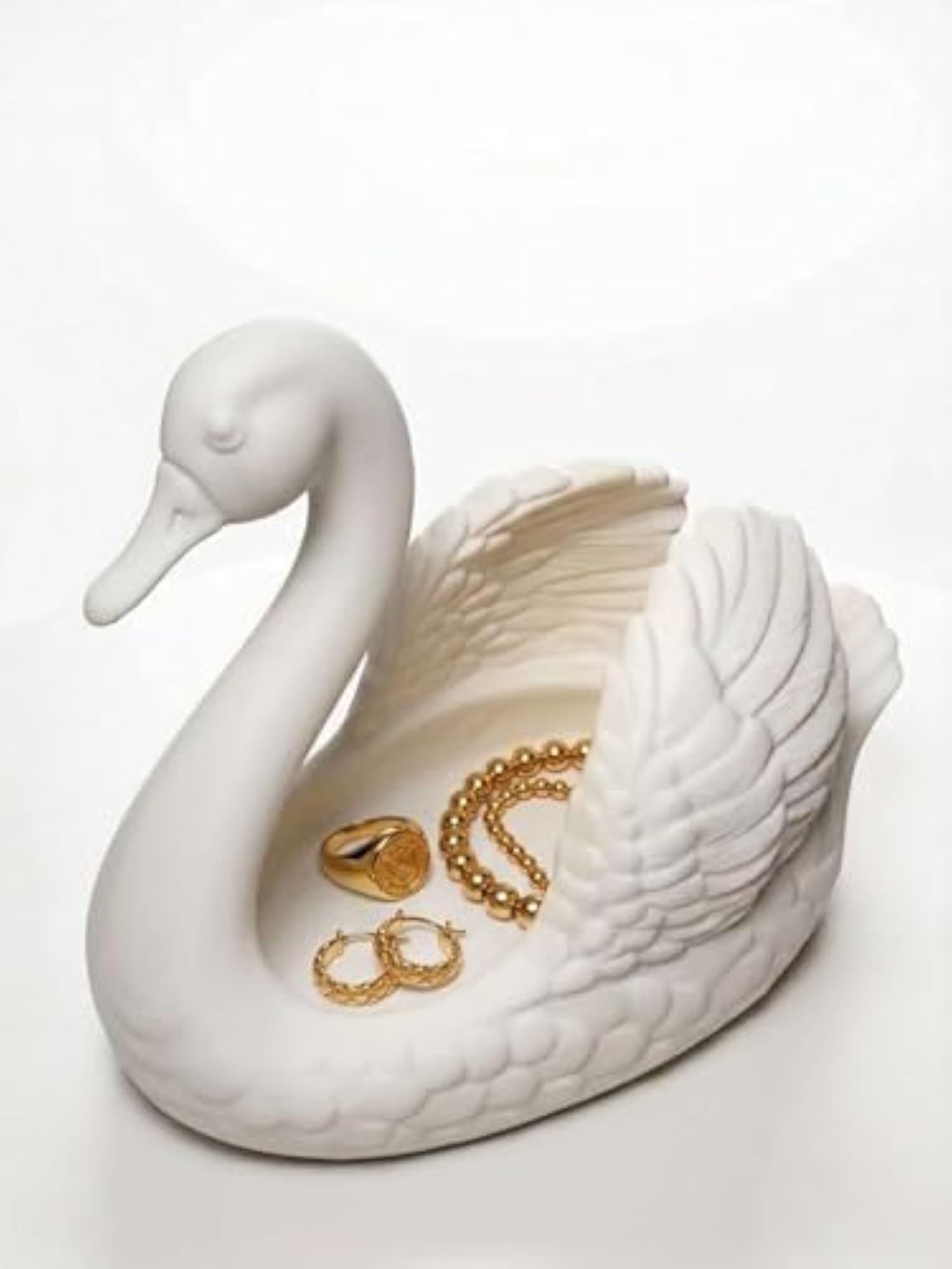 Swan Design Jewelry Organizer Stand with Tray