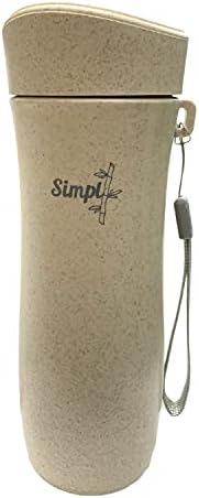 Simpl Wheat Fiber Water Bottles Tumbler Eco- Friendly Ultra Light Weight Reusable Eco Cup On-the-Go Mug Travel To-Go Cup with Silicone Leak-Proof Lid, 400 ml 13.5 oz