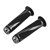 PowerMotor Empuñaduras de goma para manubrio CNC de 7/8 pulgadas y 22 mm de repuesto universal de aluminio para motocicleta, ATV, Dirt Pit Bike Titanium