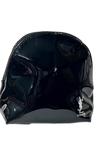 Yves Saint Laurent YSL Cosmetic BLACK PATENT DOME Pouch Makeup Bag YSL Fragrance Bag (6L X 6H X 3W) - 3400/6800