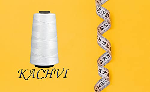 Image of Ace International Exports Overlock Polyester Cone Sewing Spools /Thread Set , 3000 m , White - Pack of 5