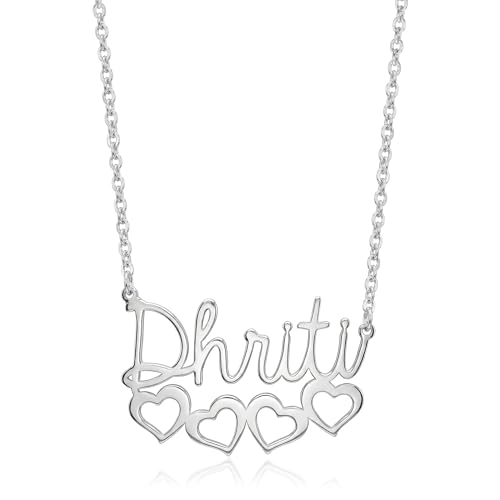 Image of TRUESILVER ACPL Personalized 925 Sterling Silver Name Necklace for Women & Girls | Customized Name Pendant Necklace | Custom Jewelry Gift for Birthday Anniversary Wedding