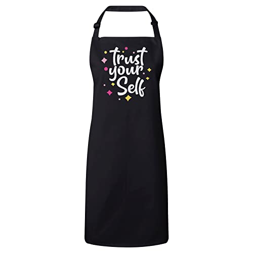 Tablier cuisine noir en coton pour cuisiner avec confiance et amour