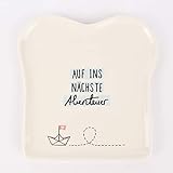 Grafik-Werkstatt Toast-Teller mit Spruch | Porzellan | Abenteuer, 14,5 x 15,5 cm