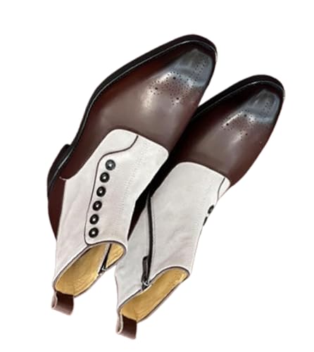 Santimon Men's Chelsea Boots Formal Dress Suede Ankle Boots Fashion Row of Buttons Two Tnoe Zipper Cowboy Boots Prom Wedding Business Casual Tuxedo Chukka Boots for Men3