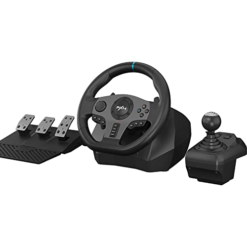PXN V9 Gaming Steering Wheel, 270/900 Degree with Pedals and Shifter for Xbox One, Xbox Series S/X,PC, PS4, PS3, Switch