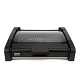 Aroma Housewares AHG-2620 Smokeless Indoor Use Electric, Compact and Portable Grill Grate and Griddle Plate Removable Kitchen Tabletop, Backyard NonStick Cooking, 17x13 inch, black