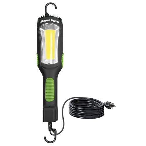 PowerSmith Work Light Drop Light 3000 Lumen 25 ft. 16/3 SJTOW Oil-Resistant Power Cord, 12 Amp Power Outlet, Neodymium Magnet (PDL3025)