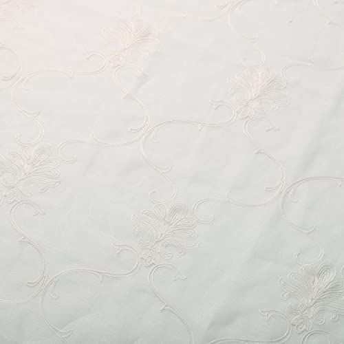 Superior Embroidered Elegant Scroll Sheer Curtains, Window Accents, Modern, Transtitional, Rustic, Bohemian, Diamond, Geometric, Lattice With Grommets, Curtain Set Of 2 Panels, 52" X 108", Ivory #TOP2