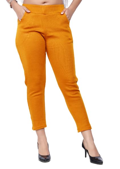 ARFHA Girls Solid Straight Wollen Pant Mustard