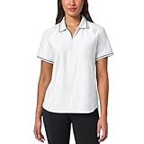 Mondetta Women's Active 1/4-Zip Short Sleeve Mesh Polo Shirt (US, Alpha, Large, Regular, Regular, White)