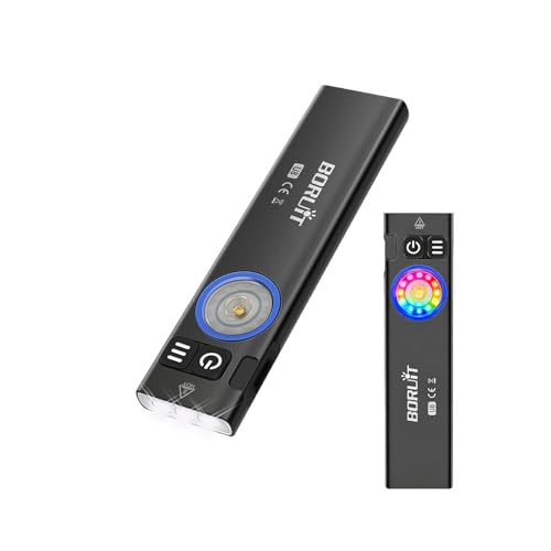 BORUIT U8 Mini Taschenlampe mit RGB Seitenleuchte, 650 Lumen Wiederaufladbare LED Flashlight, mit IP67-Wasserdichtigkeit, großem Clip, magnetisch, für Camping, Arbeit und Outdoor BORUIT U8 Mini Taschenlampe mit RGB Seitenleuchte, 650 Lumen Wiederaufladbare LED Flashlight, mit IP67-Wasserdichtigkeit, großem Clip, magnetisch, für Camping, Arbeit und Outdoor