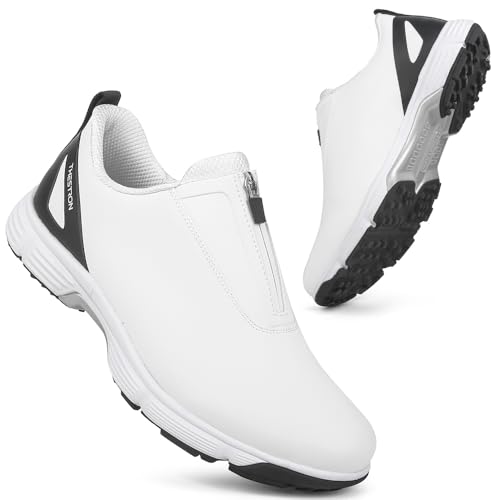 THESTRON Men Waterproof Golf Shoes Zipper Golf Shoes Professional Spikeless